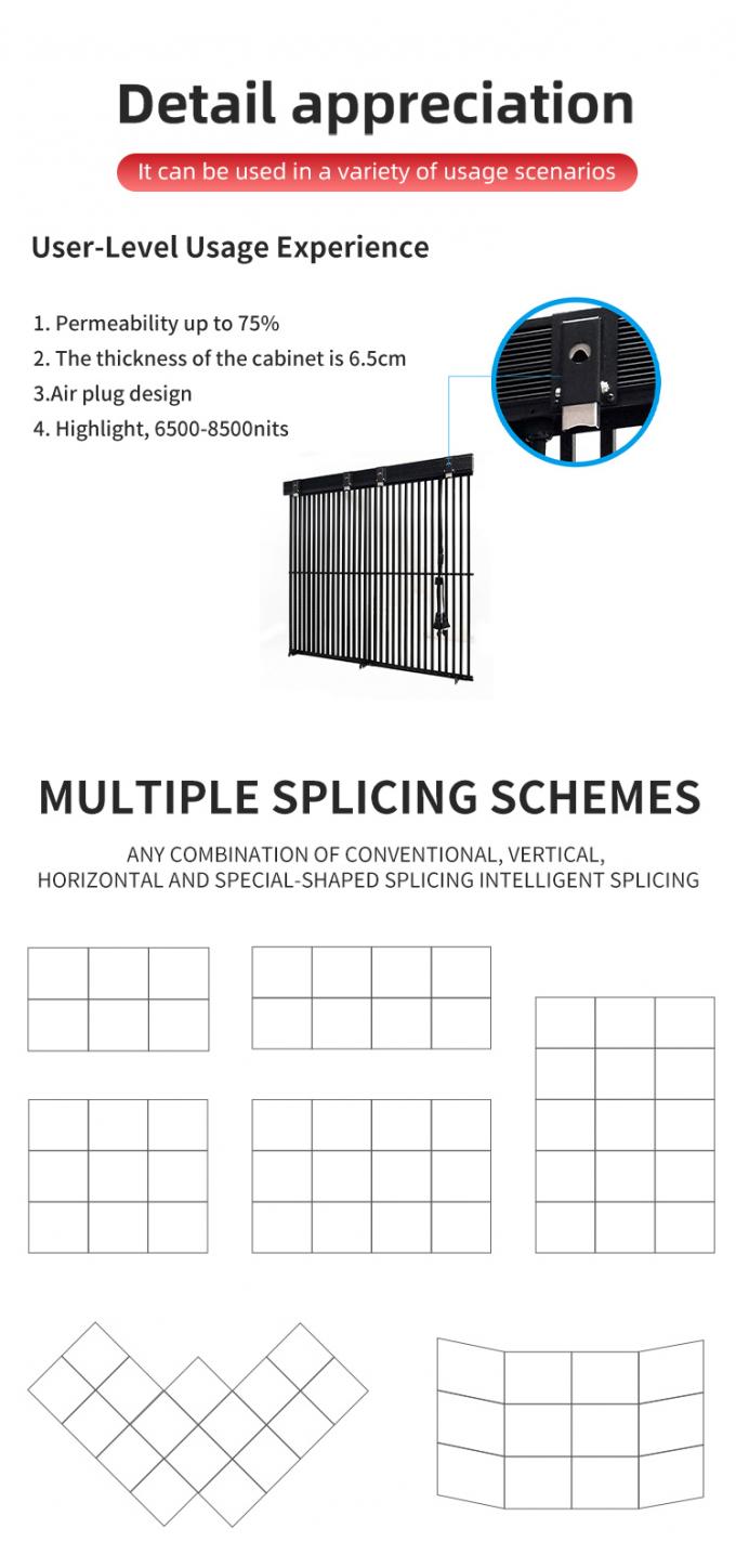 투명 LED 스크린 디스플레이, 투명 유리 창 LED, 투명 비디오 월, 유연한 패널, 높은 밝기 LED 스크린 2