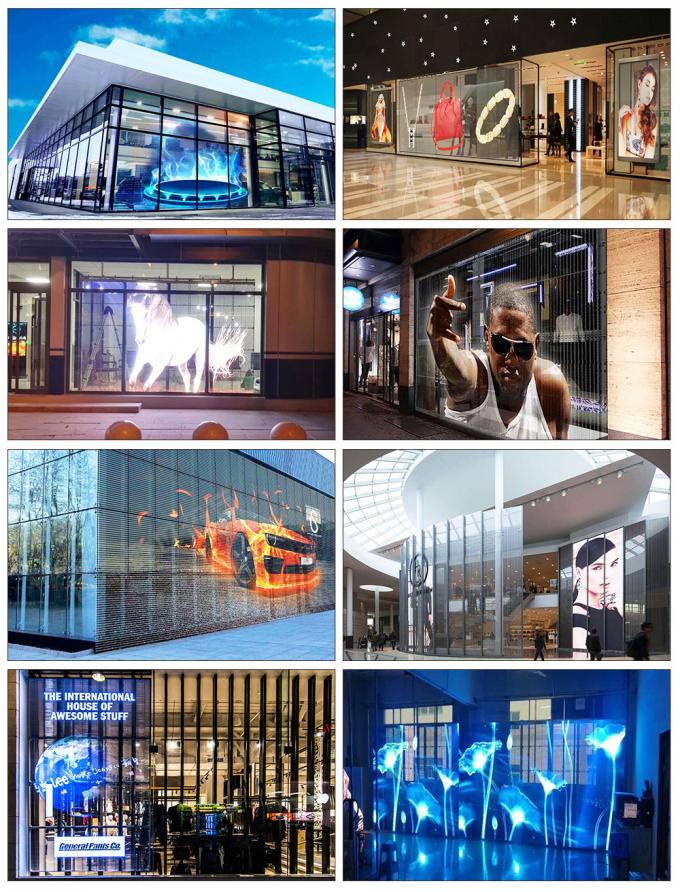 3.91-7.82mm Pixel Pitch Pantalla de visualización LED transparente con 75% de transparencia para una distancia de visualización de 5-100m 3