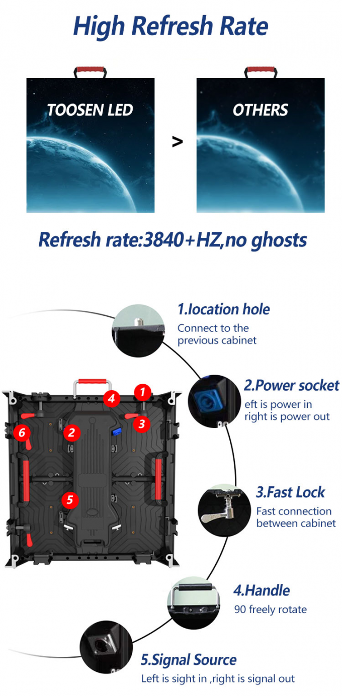 P3.91 P4.81 Pantalla LED para alquiler de eventos en vivo al aire libre Pantalla LED impermeable para escenario Pantalla de fondo de alto brillo Pared LED 6