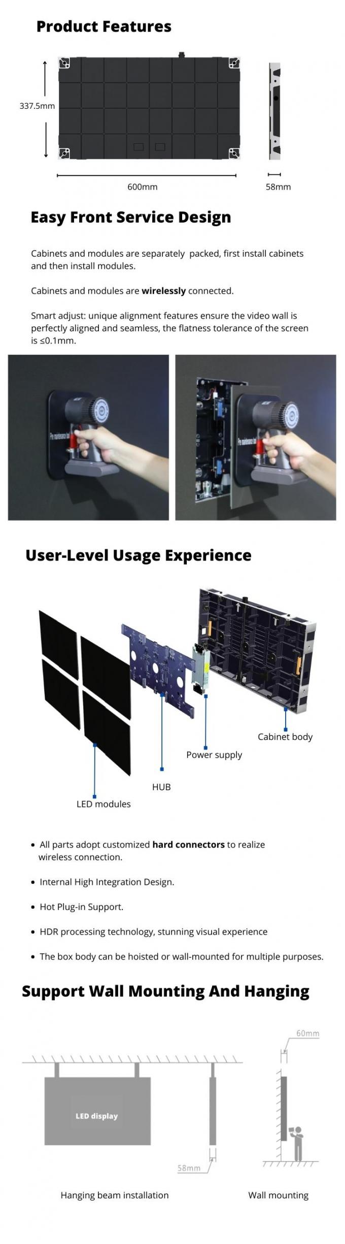 Panel de visualización de pared de video led de iglesia micro delgado 6